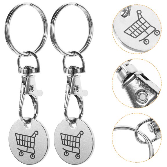 PAMINGONO 4Pcs Trolley Tokens For Shopping Carts Stainless Steel 3.03X0.98X0.59In