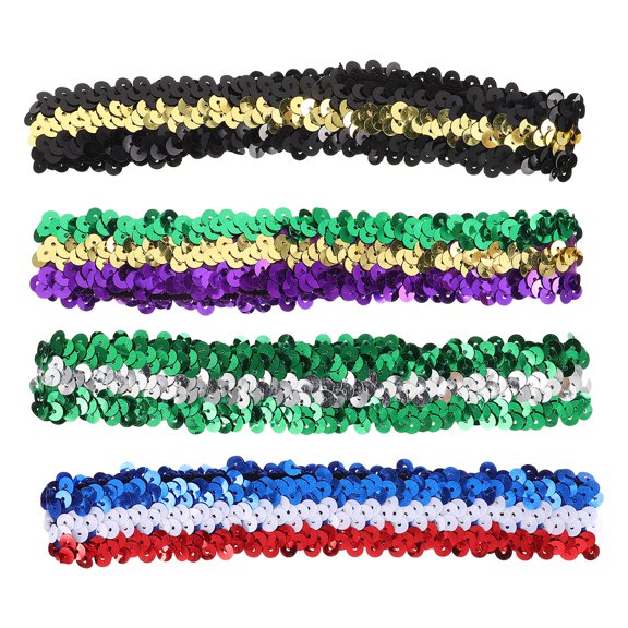 PAMINGONO Glitter Headbands for Party Assorted Color Elastic Sequin Ribbon