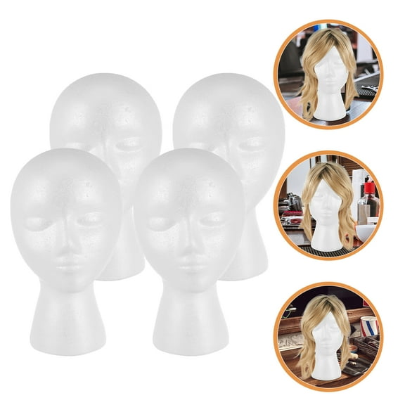 PAMINGONO 4pcs Mannequin Head Foam Head Display Holder for Wigs Caps Hats Mask Headdress