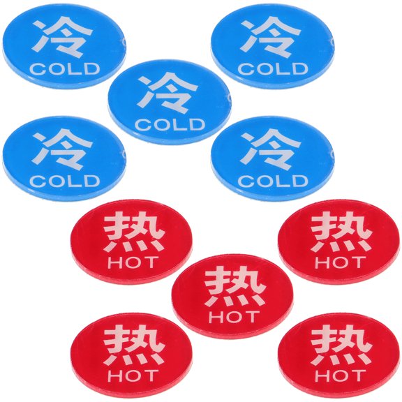 PAMINGONO 5 Pairs Cold Hot Signs, Acrylic Water Temperature Labels for Public Restroom Faucets, Commercial Bathroom Decor