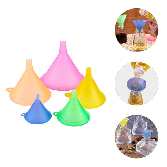 PAMINGONO 5 Pcs Plastic Liquid Funnels for Automotive Maintenance and Cleaning Home Users