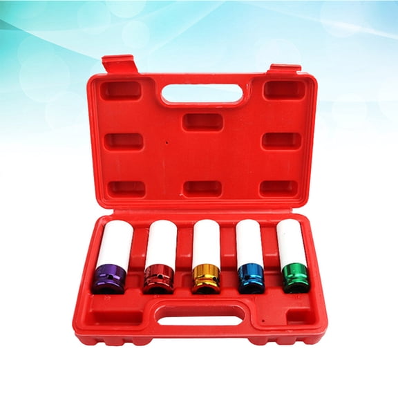 PAMINGONO 5 Pcs Red Metal Wheel Nut Impact Sleeve for Car Tire Protection Sleeves Hexagon Drive Socket