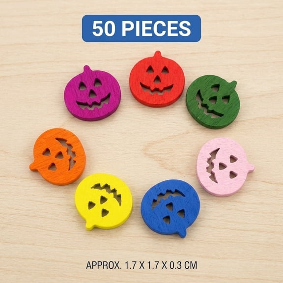PAMINGONO 50 Pcs Wooden Buttons Pumpkin-shaped DIY Craft Sewing
