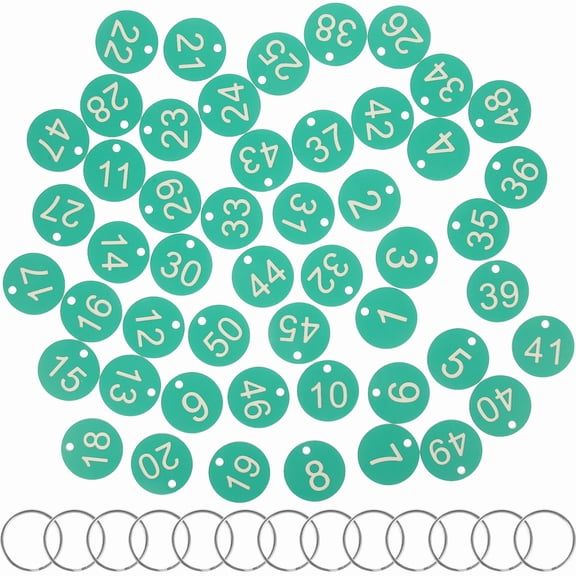 PAMINGONO 50 Sets Green Acrylic Round Number Tags, Portable Queue Markers for Tables, Events, Restaurants, Use