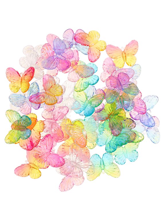 50Pcs Acrylic Butterfly Charms for Jewelry Making, Smooth Surface, Iridescent Finish