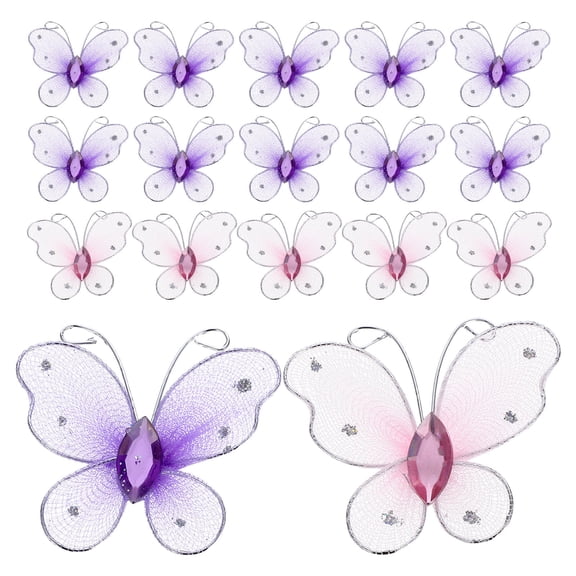 PAMINGONO 50Pcs Metal Butterfly Decorative Glitter Butterflies in Purple for Party Decorations