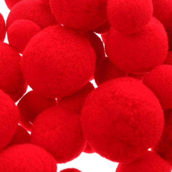 PAMINGONO 50Pcs Pompom Balls For Crafting Diy Clothes Prop Red Fluffy Round For Diy Enthusiasts