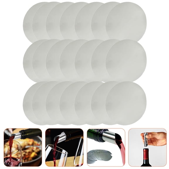 PAMINGONO 50Pcs Plated Silver Wine Pourer Discs Reusable Wine Pouring Accessories for Bars Restaurants and Home Use