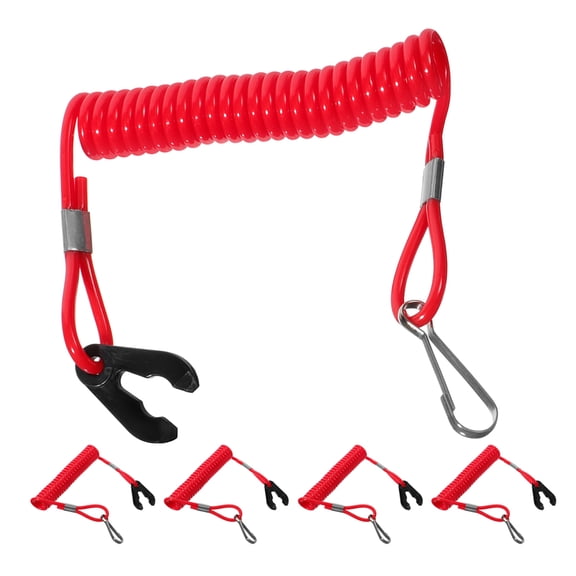 PAMINGONO Boat Engine Emergency Stop Tether Red Plastic Metal for Outboard Motors 5Pcs