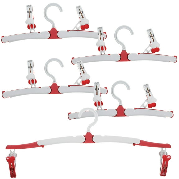 PAMINGONO 5-Pack Foldable Travel Clothes Hangers with Clips, Red Lightweight Space-Saving Design for Home, Travel, and Outdoor Use