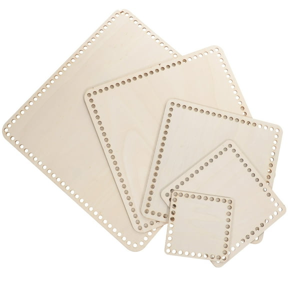 PAMINGONO 5Pcs Knitting Basket Wood Bottom Square Shape Khaki Color for Beginners