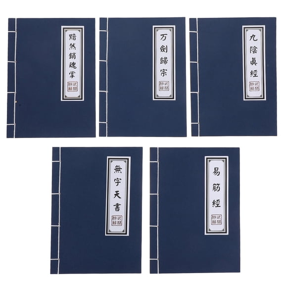 PAMINGONO 5Pcs Lightweight Portable Chinese Style Journal with Old Script Cover and Blank Pages for Study