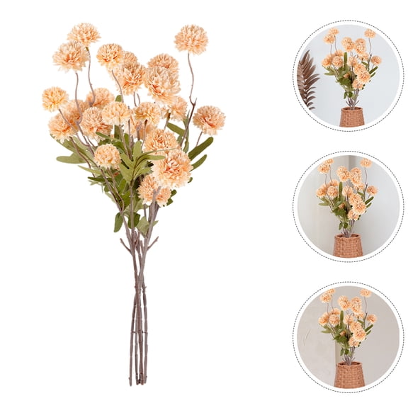PAMINGONO 5Pcs Lifelike Plastic Dandelion Yellow For Wedding Bedroom Decoration