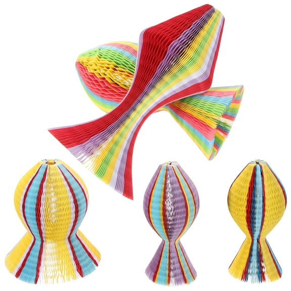 PAMINGONO 5Pcs Paper Origami Sun Hats Honeycomb Vase Shape Rainbow Favors Diy Projects