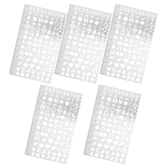 PAMINGONO 5-Pack Plated Stainless Steel Stencil Rulers for Art, Painting, Drawing, Scrapbooking and Craft Projects