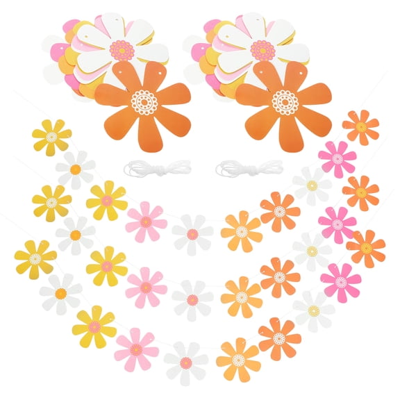 PAMINGONO 5Pcs Spring Banner Decor with Colorful Daisy Garland for Home and Events