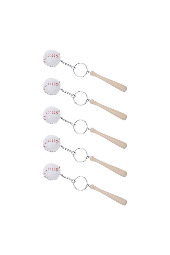 Set of 5 Cool Baseball-Shaped Keychain Rings in Beige Timber for Everyday Use