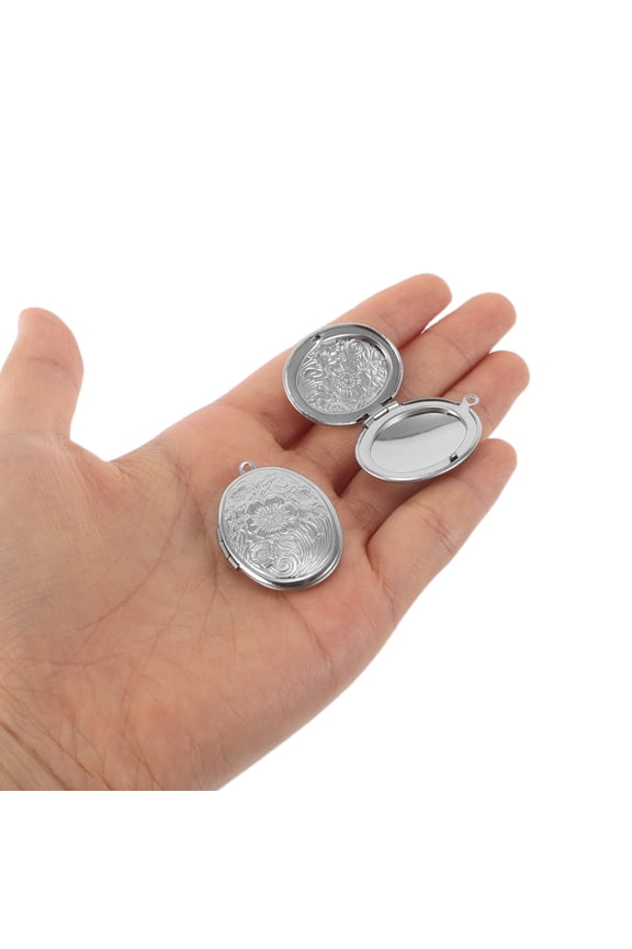 Set of 5 Stainless Steel Oval Photo Lockets Pendants Vintage Style Keepsake Jewelry for Women