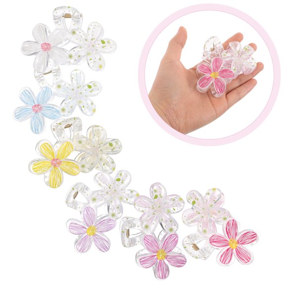 PAMINGONO 6 Pcs Hair Claw Clips Flower Shape Plastic Secure Grip For Women Beach Wear