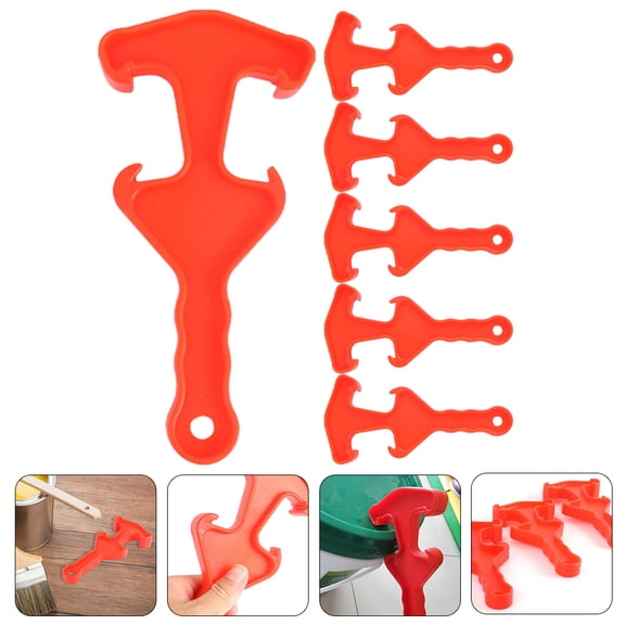 PAMINGONO 6-Pack Red Plastic Bucket Lid Opener with Handle, Non- Tool for Use