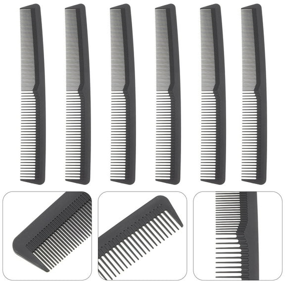 PAMINGONO 6Pcs Carbon Fiber Texture Rectangular Combs for Hair Styling Preventing Knots Salon Use
