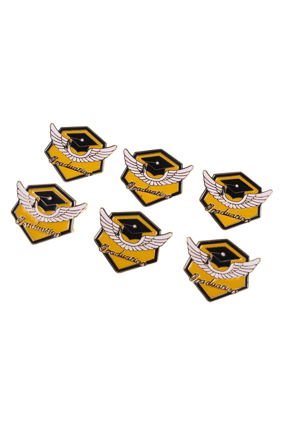 Zinc Alloy Graduation Cap Brooch Pins, Multi-Color Academic Accessories, 6-Piece Set for