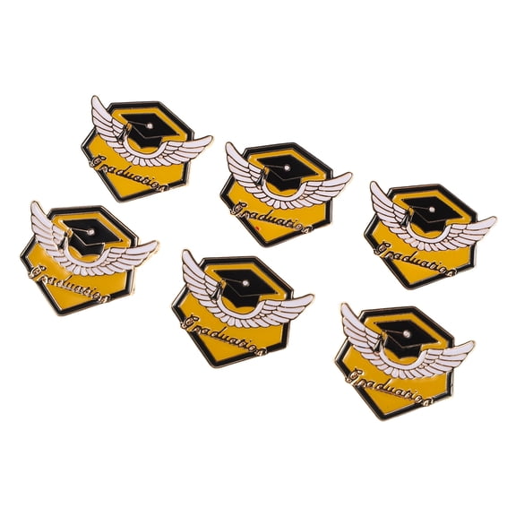 PAMINGONO Zinc Alloy Graduation Cap Brooch Pins, Multi-Color Academic Accessories, 6-Piece Set for