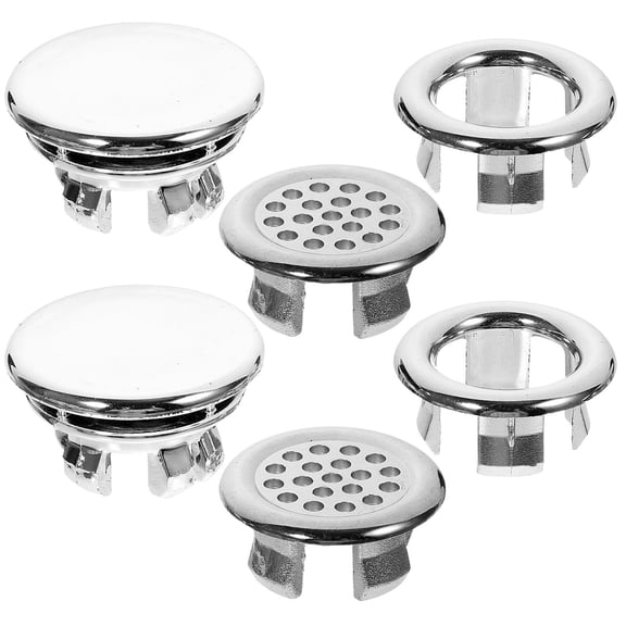 PAMINGONO 6Pcs Easy Installation Round Sink Overflow Plug for Bathroom Sink Parts 1.3in