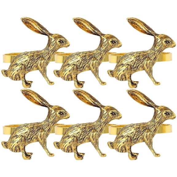 PAMINGONO Set of 6 Alloy Napkin for Dining Table, Easter Party Decor and Holiday Table Setting Accessories