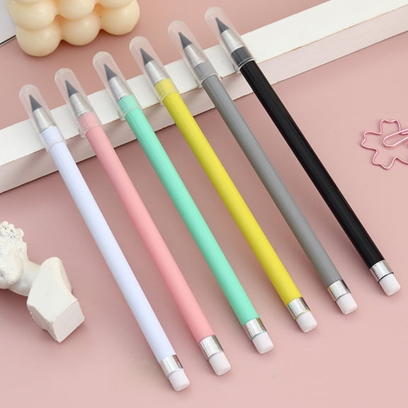 PAMINGONO 6Pcs Eraser Pencil for Teenagers Writing and Drawing Cylindrical Black