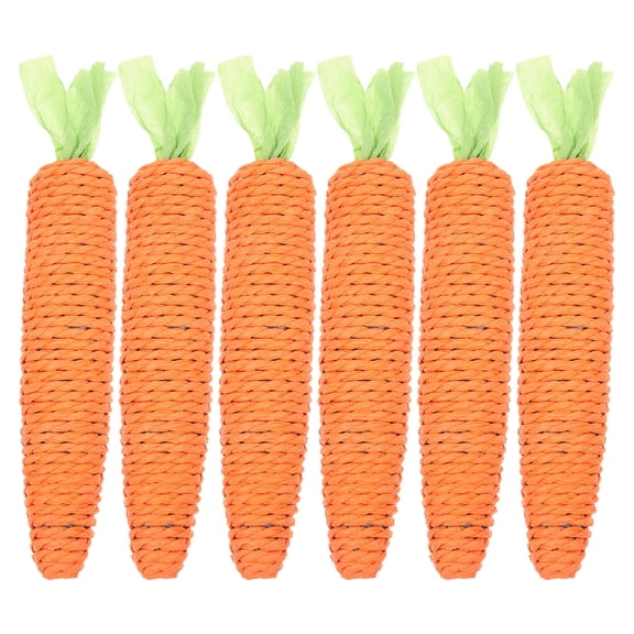 PAMINGONO Set of 6 Orange Hemp Rope Carrot Toys for Cats - Durable Pet Cat Play Toys