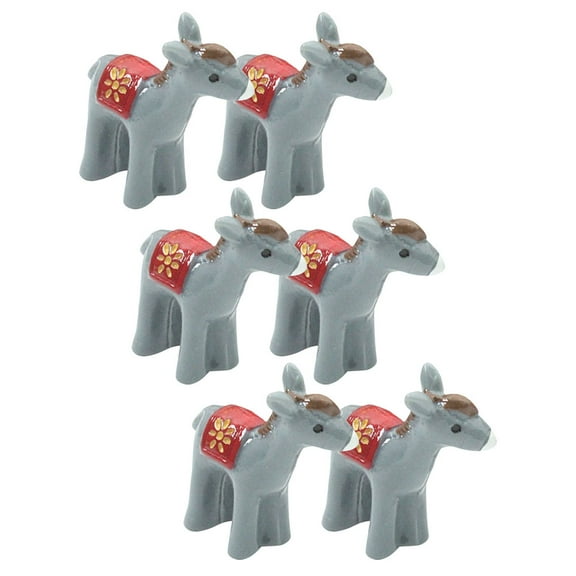 PAMINGONO 6Pcs Miniature Donkey Figurine Dark Grey Resin Material for Garden Decor