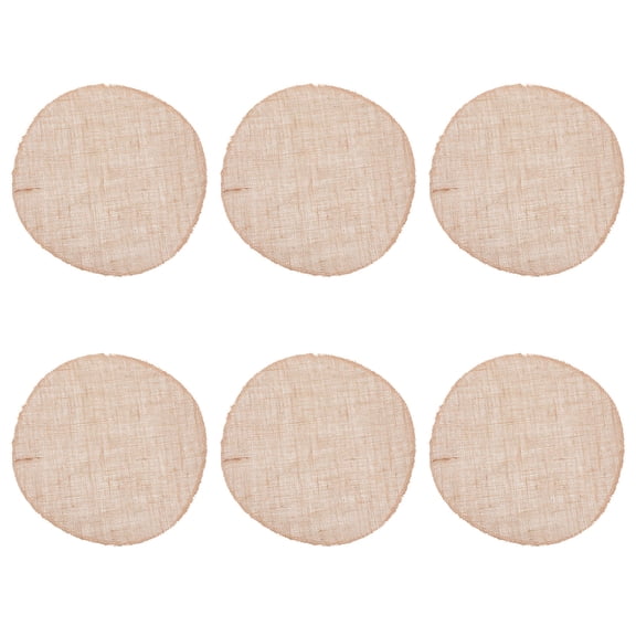 PAMINGONO 6Pcs Washable Burlap Placemats Round Set Natural Linen Rustic Farmhouse Table Mats