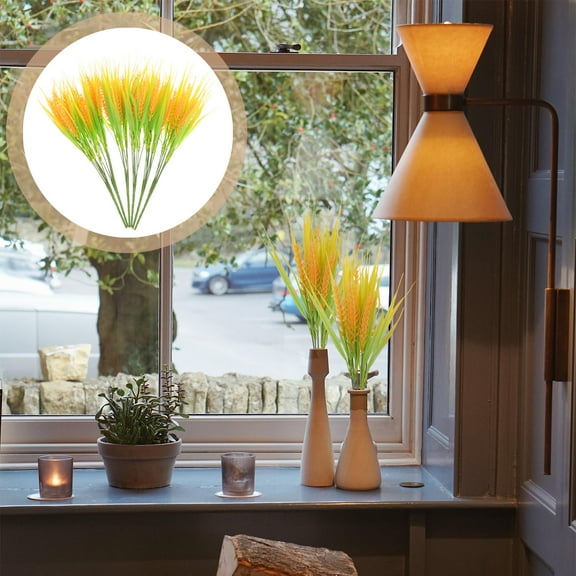 PAMINGONO 6Pcs Plastic Wheat Ear Yellow .4X1.6X1.6In Home Decor