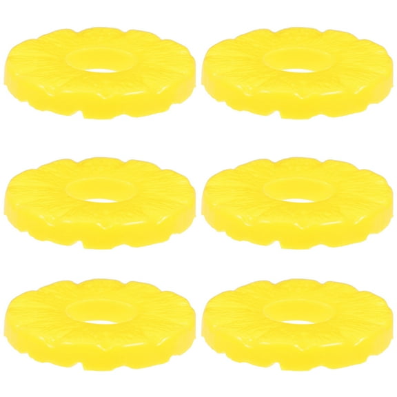 PAMINGONO 6Pcs Realistic Fake Fruit Plastic Pineapple Slices for Home and Office