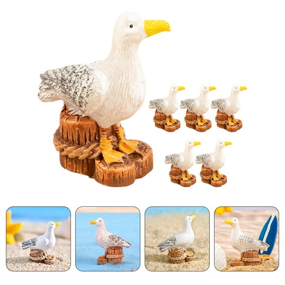 PAMINGONO 6Pcs Resin Seagull Figurine Tabletop Figurine for Indoor and Outdoor Decor by Home Owners