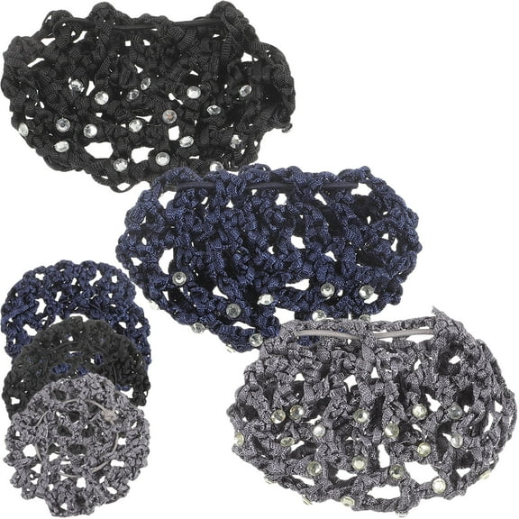 PAMINGONO 6Pcs Rhinestone Hair Net Bun for Women Simple and Classic Design