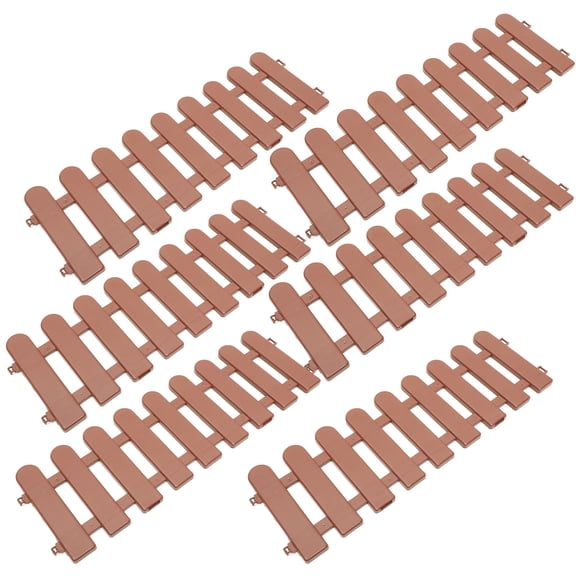PAMINGONO Decorative Brown Plastic Fence for Garden, Perfect for Flower Beds, 6Pcs