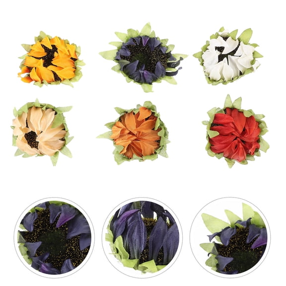 PAMINGONO 6Pcs Silk Cloth Flower Heads Mini Sunflower Shape for Diy Crafts