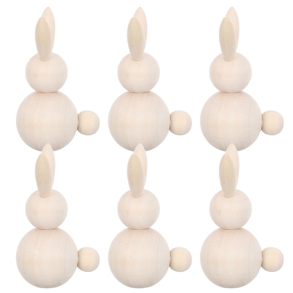 PAMINGONO 6-Pack Unfinished Wooden Bunny Peg Dolls Figures for Easter Crafts and Home Decoration