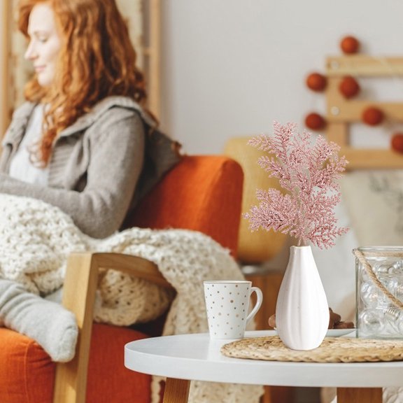 PAMINGONO Faux Pine Branches Artificial Pine Branches Rose Gold Pe 6Pcs