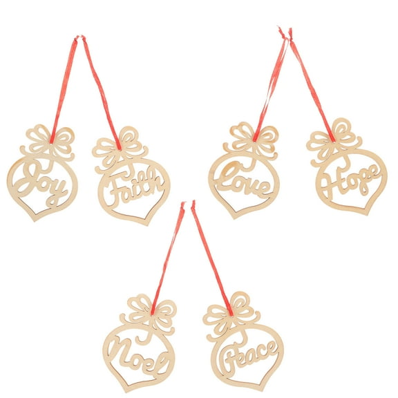 PAMINGONO 6Pcs Wood Cutouts Heart-Shaped Beige Unfinished Diy Christmas Ornaments
