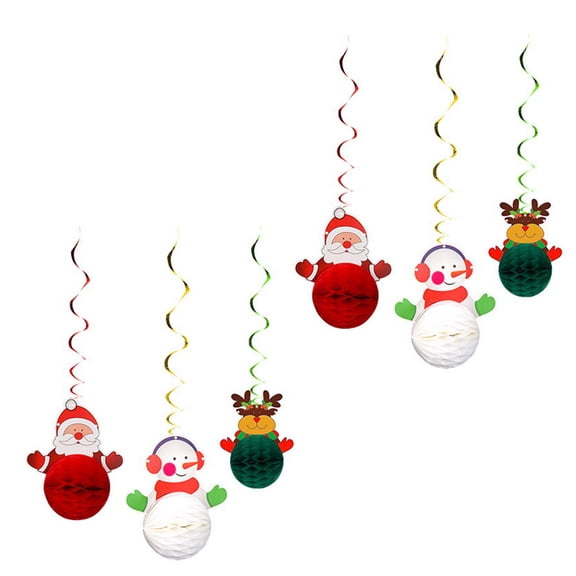PAMINGONO 6Pcs Xmas Tree Paper Ornaments Lovely Christmas Design Decorations For Home And Families 17.5X15CM