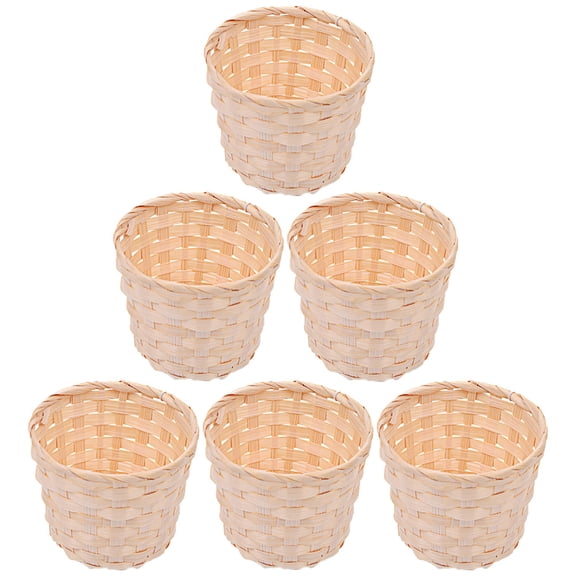 PAMINGONO 6pcs Grocery Basket Beige Bamboo Storage Container Homeowners