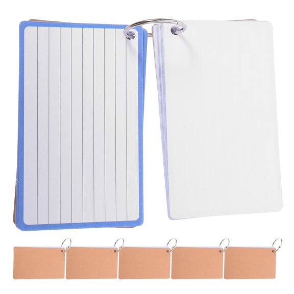 PAMINGONO 6pcs Ringed Flashcards Blue Paper For Memory Aid And Studying