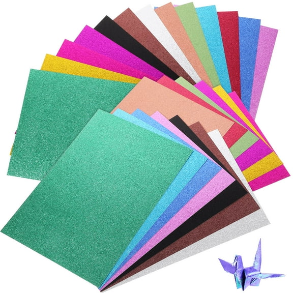 PAMINGONO Glitter Cardstock Paper for Kids Crafts Assorted Color Brightly Printed with Glossy Finish 26 Sheets