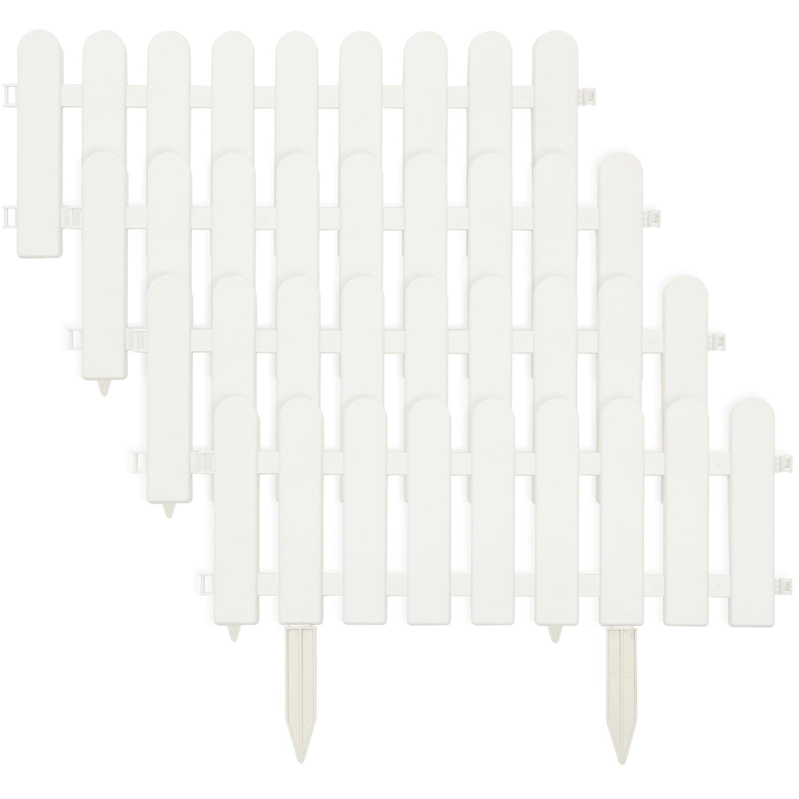 PAMINGONO White Plastic Garden Fence Set for Yard Landscaping, Outdoor Decorative Border and Courtyard Edging Solution