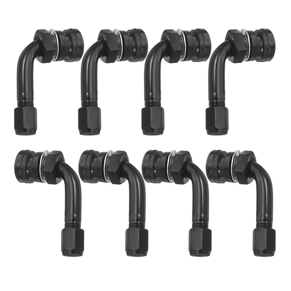 PAMINGONO 8Pcs Tubeless Tire Valve Stems for Car Tires Black Curved Bent 90 Degree Angled Leakproof Design