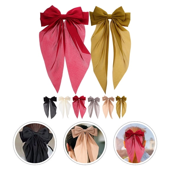 PAMINGONO 8Pcs Bow Ribbon Hair Clip Hair Bows for Girls Assorted Color 15x7.9x0.8in Cloth