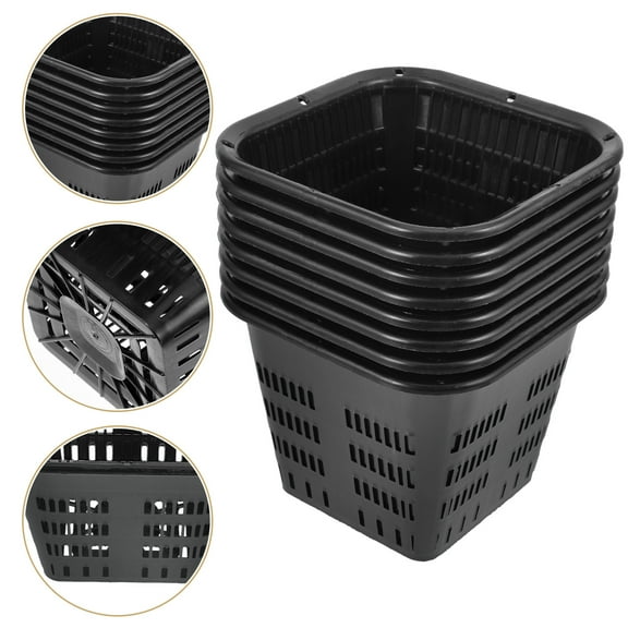 PAMINGONO 8Pcs Hydroponic Net Cups Square Plastic Pots for Greenhouse Plants Gardening Use